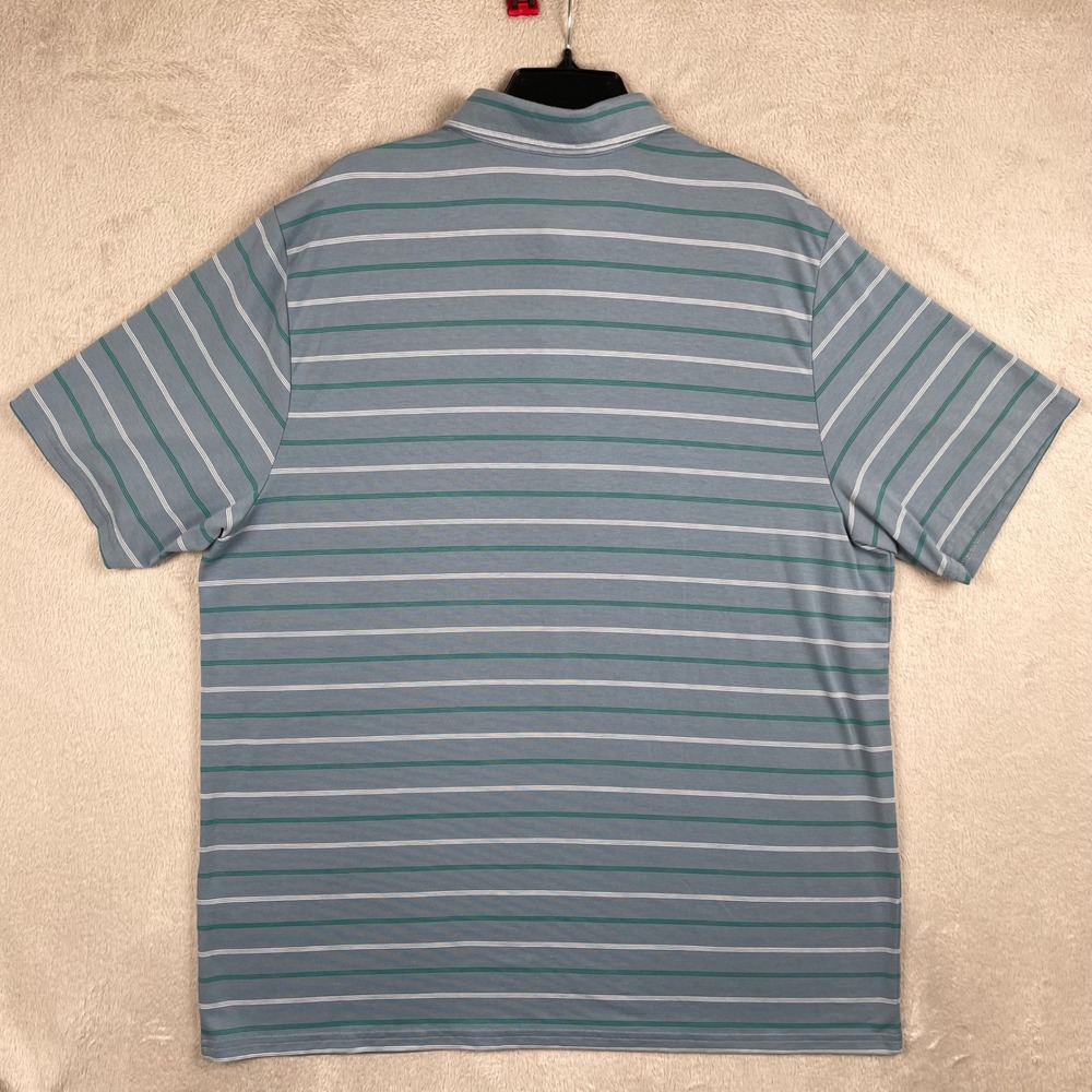 Criquet Polo Shirt Mens XXL Blue Green Striped Performance Pocket Preppy Golf - Picture 3 of 9